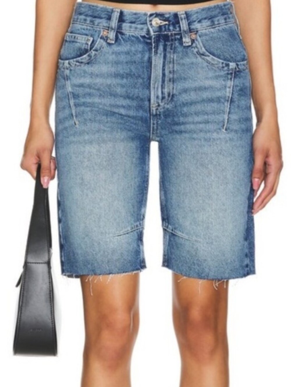 We The Free Ghost Town High-Rise Denim Bermuda Shorts